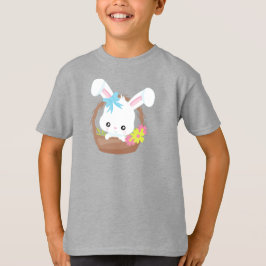 Camiseta Conejo, Conejo Blanco, Flores, Cesta
