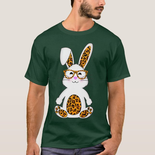 Camiseta Conejo conejo con gafas de sol Leopardo Cute Easte (Anverso)