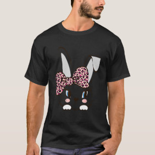 Camiseta Conejo Conejo Conejo Cute Face Leopardo Rosa Easte