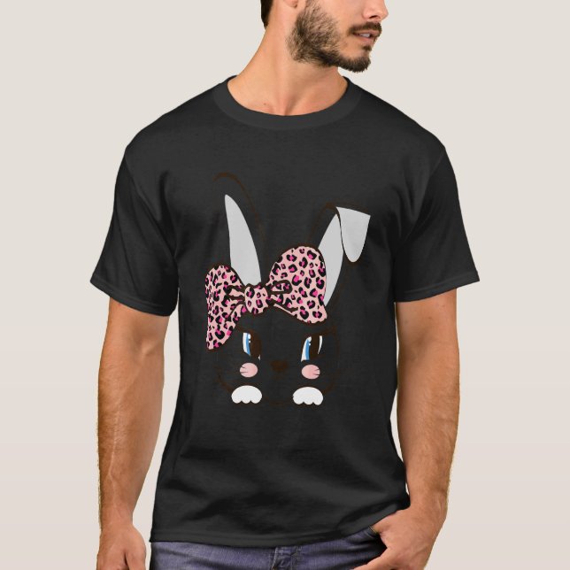 Camiseta Conejo Conejo Conejo Cute Face Leopardo Rosa Easte (Anverso)