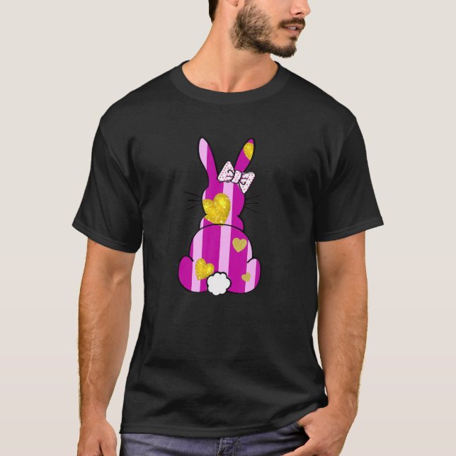 Camiseta Conejo conejo conejo de leopardo rosa de Pascua fe (Anverso)