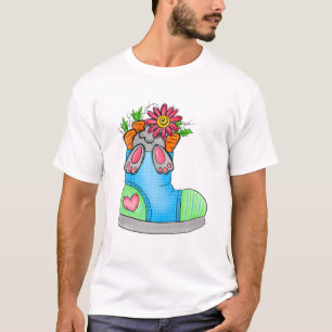 Camiseta Conejo conejo conejo en cesta de zapatos gráfico f