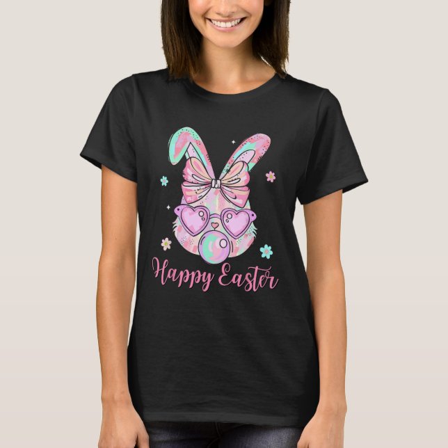 Camiseta Conejo Conejo Conejo Face Coquette Bow Easter Day  (Anverso)