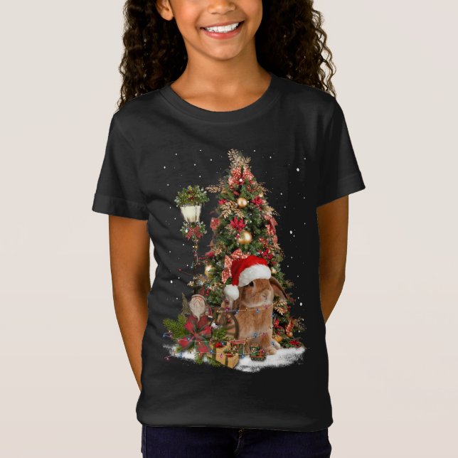 Camiseta Conejo Conejo Conejo Santa Tree Enciende El Enano  (Anverso)