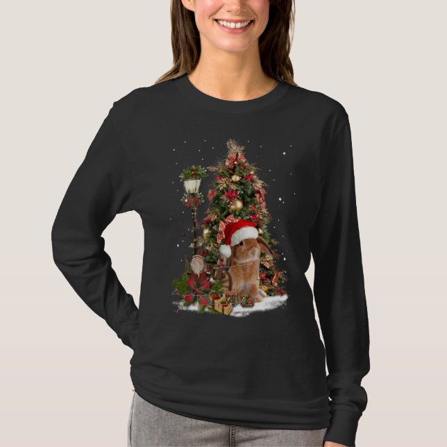 Camiseta Conejo Conejo Conejo Santa Tree Enciende El Enano  (Anverso)