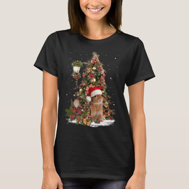 Camiseta Conejo Conejo Conejo Santa Tree Enciende El Enano  (Anverso)