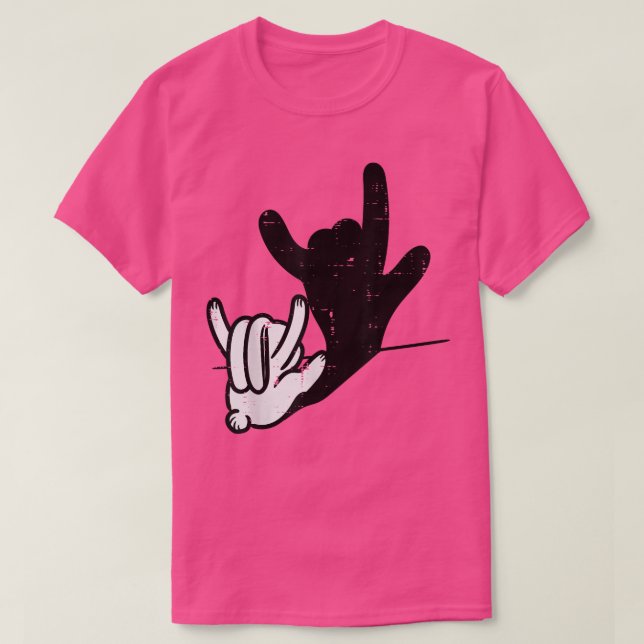 Camiseta Conejo conejo conejo te ama la mano lenguaje de Ró (Diseño del anverso)