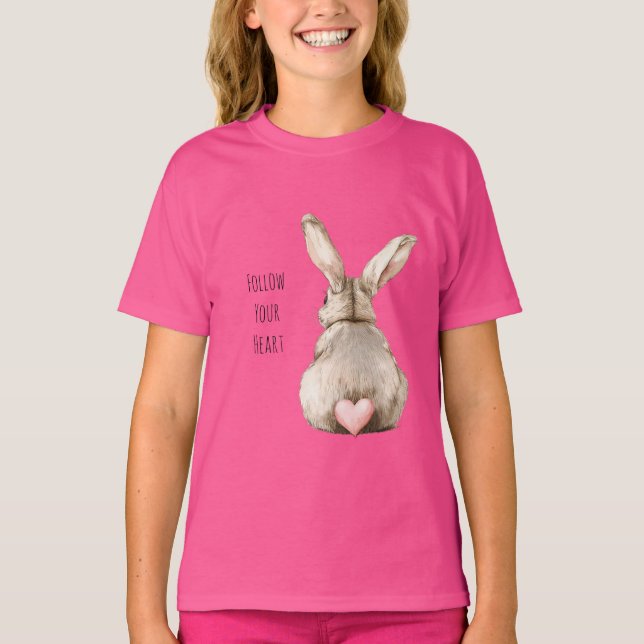 Camiseta Conejo Corazón de Conejito Rosado (Anverso)