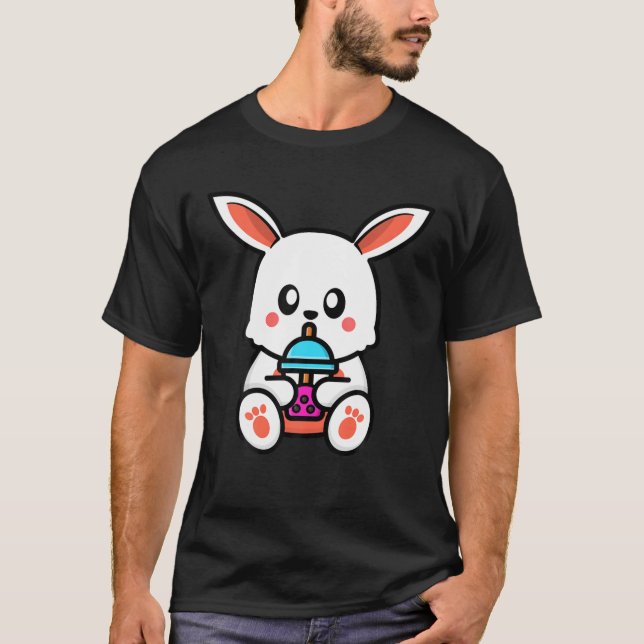 Camiseta Conejo Cute Boba Tea Kawaii Presente Conejo Anime  (Anverso)