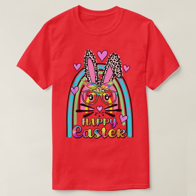 Camiseta Conejo Cute Conejo Bunny Face Leopardo Glasses Cab (Diseño del anverso)