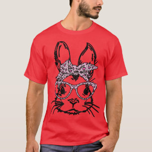 Camiseta Conejo Cute Conejo Bunny Face Leopardo Glasses Cab