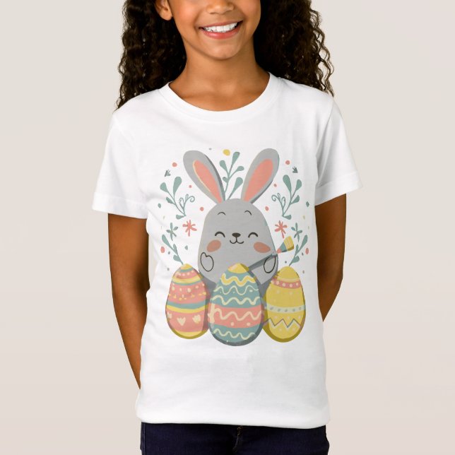 Camiseta Conejo Cute Feliz Pascua Chicas Conejitos Niños Pa (Anverso)
