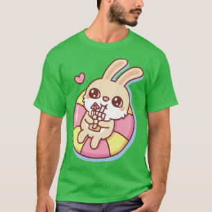 Camiseta Conejo Cute g En La Piscina Flota Vibes De Verano