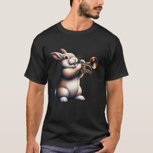 Camiseta Conejo Cute Jugando Conejo de Trompetas