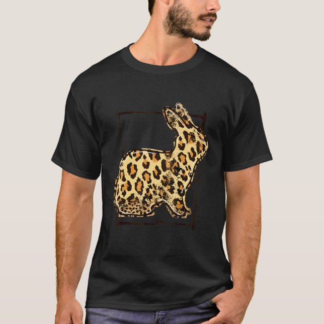 Camiseta Conejo Cute Leopard Easter Feliz Pascua (Anverso)