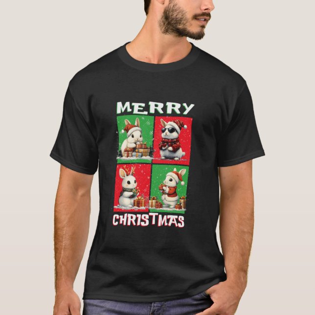 Camiseta Conejo Cute Santa Animales Aman Feliz Navidad Tr (Anverso)