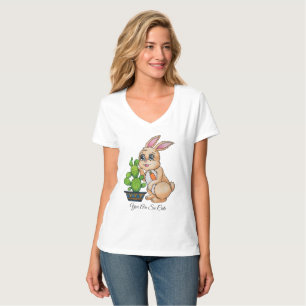 Camiseta Conejo De Acuarela Y Cactus Cute