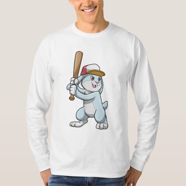 Camiseta Conejo de béisbol con bate de béisbol (Anverso)