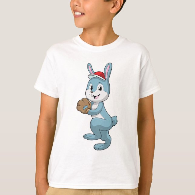 Camiseta Conejo de béisbol con guante de béisbol (Anverso)