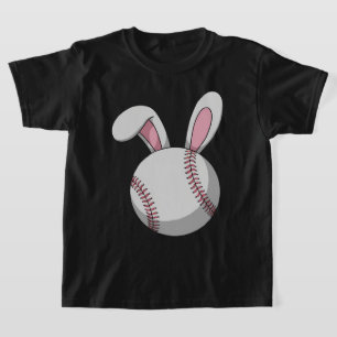 Camiseta Conejo de béisbol de Pascua Oídos de conejo lindos