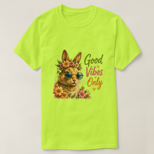 Camiseta Conejo de Buenas Vibraciones Únicamente  | Conejit (Diseño del anverso)