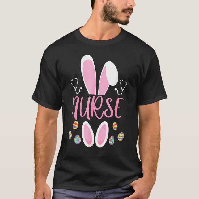 Camiseta Conejo de caza de huevos de pascua de enfermera Rn (Anverso)