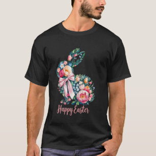 Camiseta Conejo de caza de huevos felices de Pascua Floral