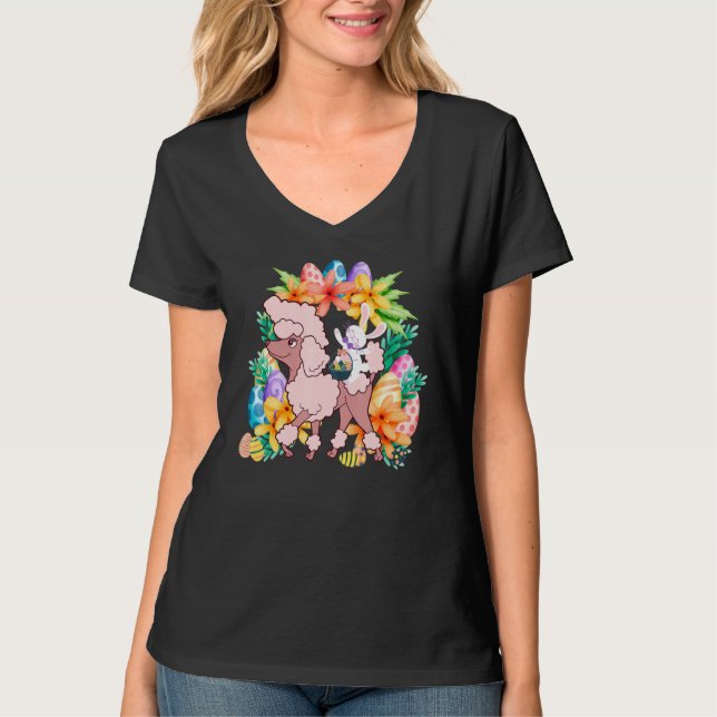 Camiseta Conejo de cesta de huevos montando perro de canich (Anverso)