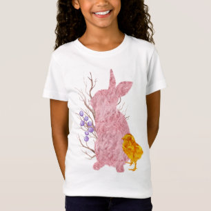Camiseta Conejo de cola de algodón pollito rosa Pascua de p