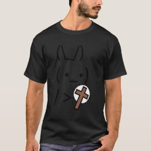 Camiseta Conejo De Conejo De Arte Ascii Con Una Cruz Cristi