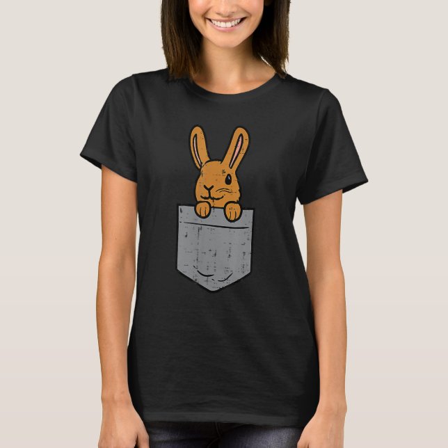 Camiseta Conejo de conejo de bolsillos lindo Feliz Día de P (Anverso)