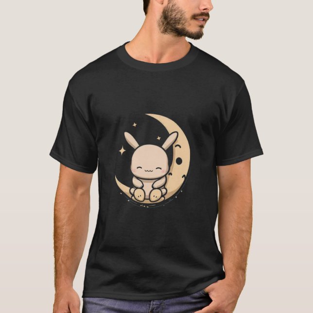 Camiseta Conejo De Conejo De Conejo De Luna Sentado En Pasc (Anverso)