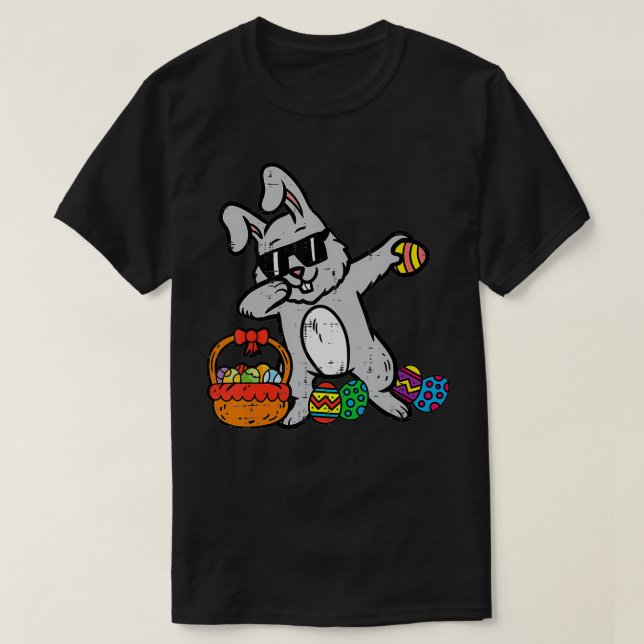 Camiseta Conejo de conejo de pascua Dab Cesta de huevos niñ (Diseño del anverso)