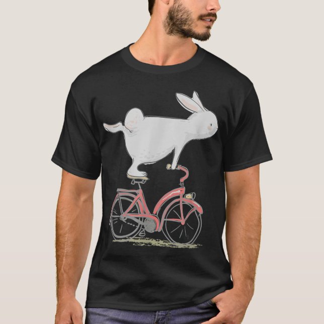 Camiseta Conejo De Conejo En Bicicleta, Bicicleta Y Regalo (Anverso)