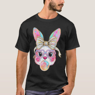 Camiseta Conejo de conejo lindo Cara Tejido de tinta de ojo