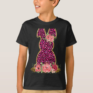 Camiseta Conejo de conejo lindo leopardo rosado conejo feli