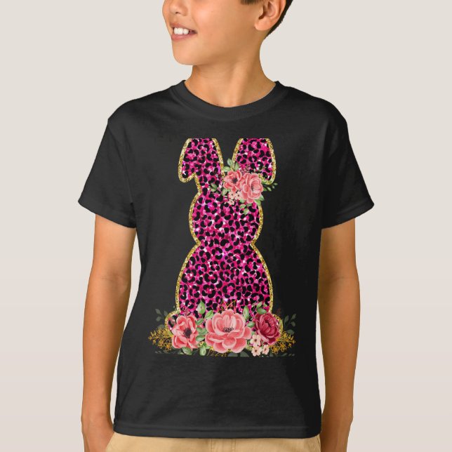 Camiseta Conejo de conejo lindo leopardo rosado conejo feli (Anverso)