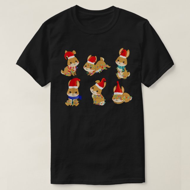 Camiseta Conejo de conejos con luces de Santa Hat Navidades (Diseño del anverso)