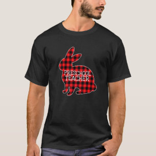 Camiseta Conejo de Cuadros Rojos de Pascua Gráfico Maestra