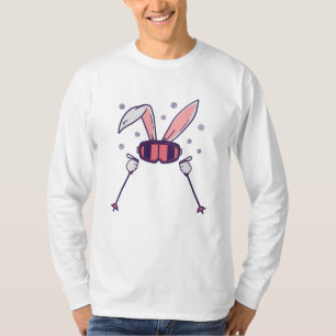 Camiseta Conejo de esquí con bastones de esquí y gafas de e