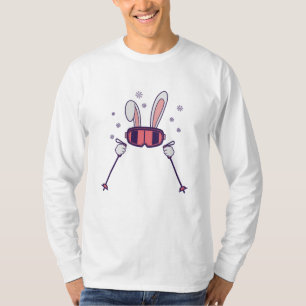 Camiseta Conejo de esquí con bastones de esquí y gafas de e