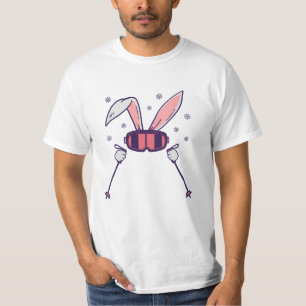 Camiseta Conejo de esquí con bastones de esquí y gafas de e
