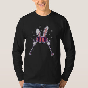 Camiseta Conejo de esquí con bastones de esquí y gafas de e