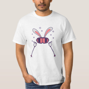Camiseta Conejo de esquí con bastones de esquí y gafas de e