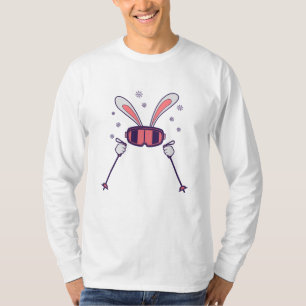 Camiseta Conejo de esquí con bastones de esquí y gafas de e