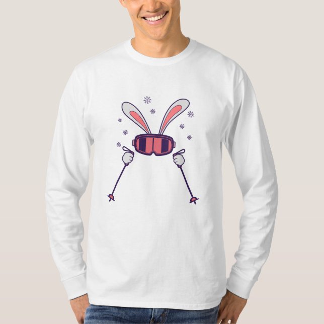 Camiseta Conejo de esquí con bastones de esquí y gafas de e (Anverso)
