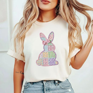 Camiseta Conejo de falso patchwork   Conejo de Pascua paste