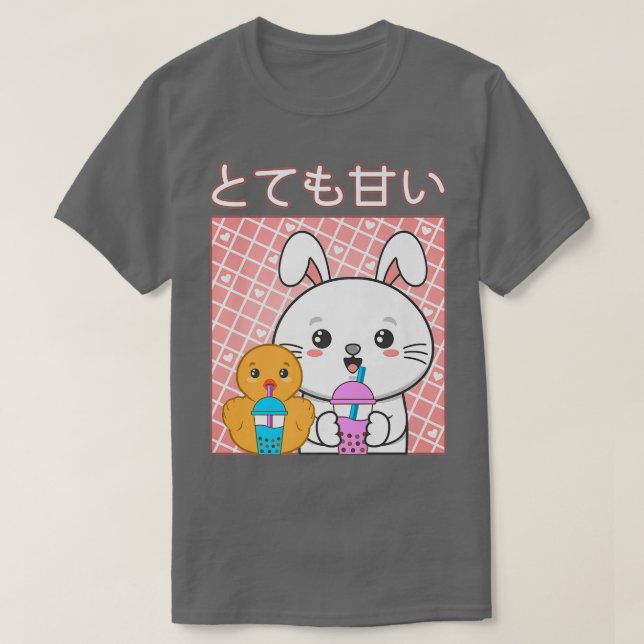 Camiseta Conejo De Gato Corto Pato Pato Boba Tea Bubble Kaw (Diseño del anverso)