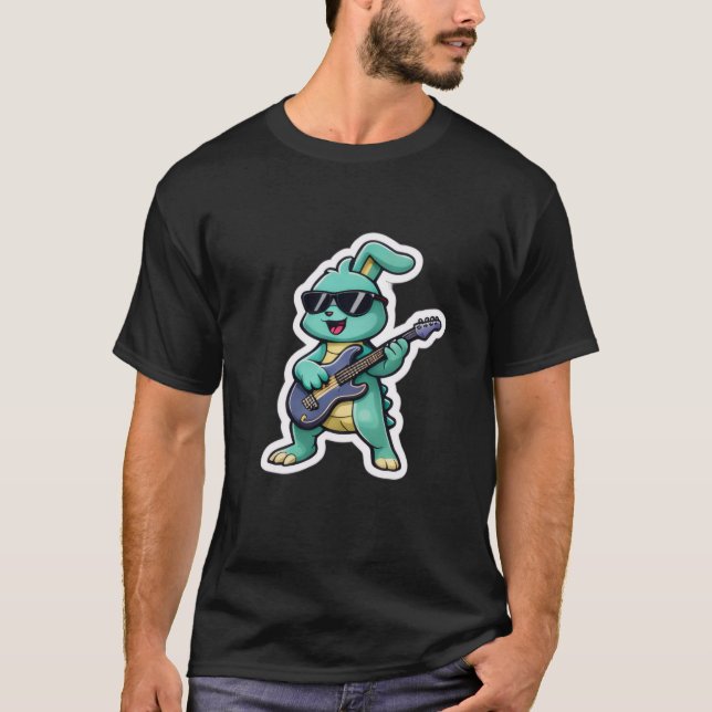 Camiseta – Conejo de guitarra de dibujos animados  (Anverso)