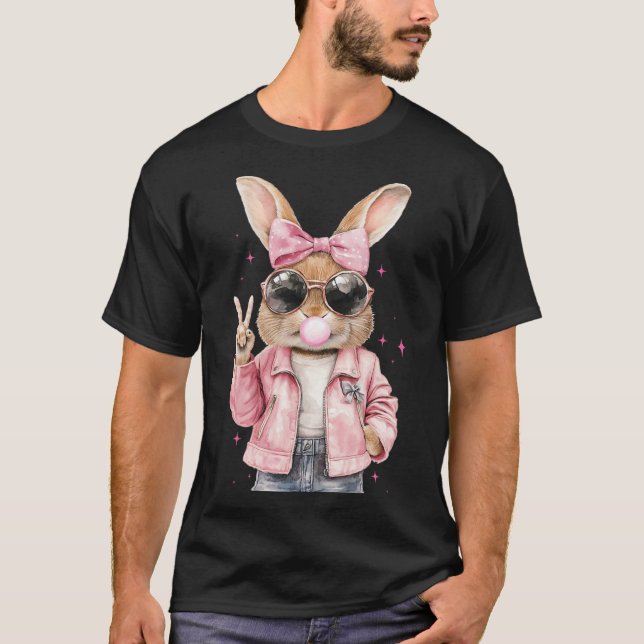 Camiseta Conejo de impresión Leopardo Conejo de Conejo de B (Anverso)